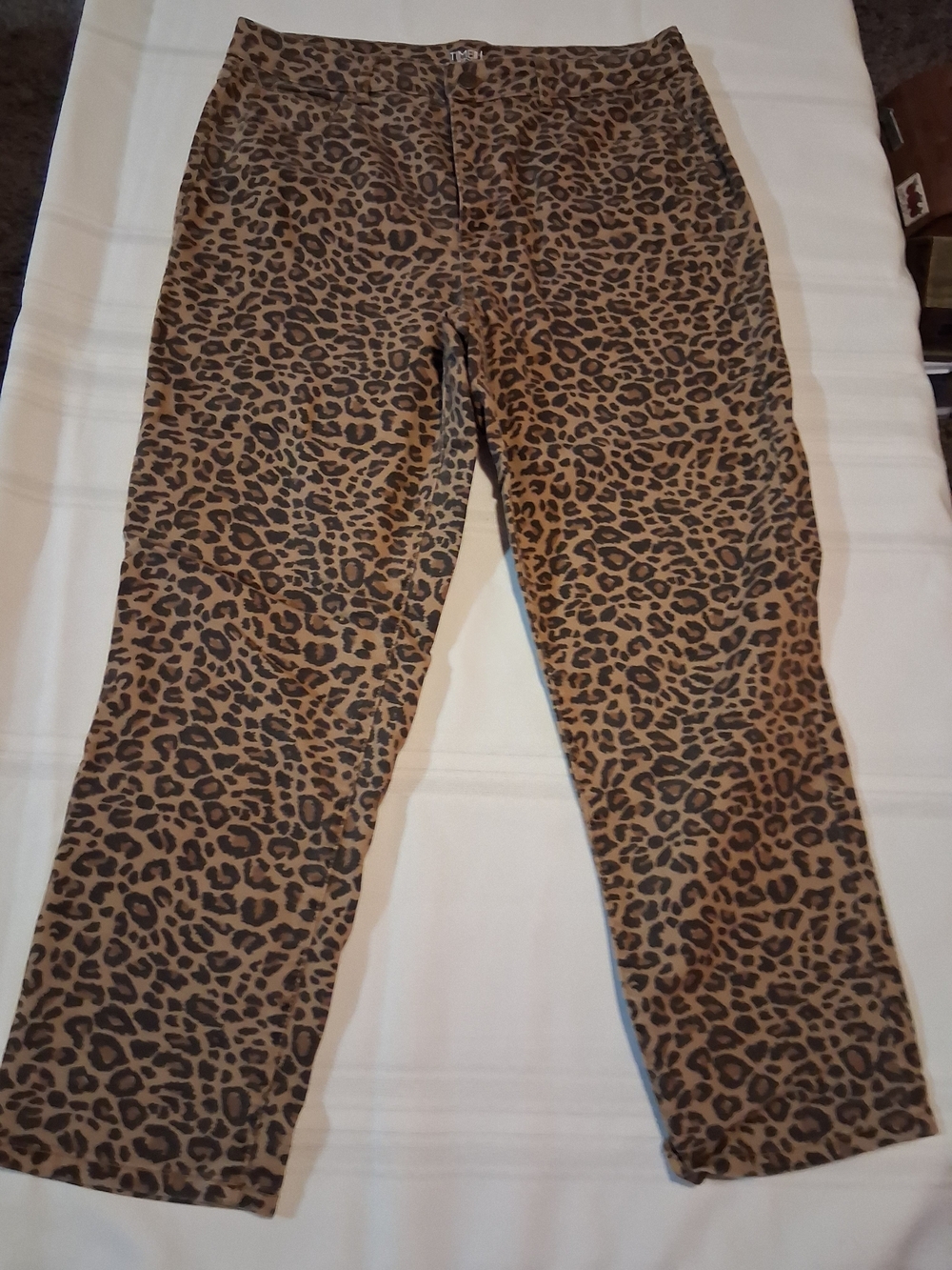 Time and Tru Leopard Print Waistband Straight Pants - Brown Black Sz 16 - Picture 9 of 9